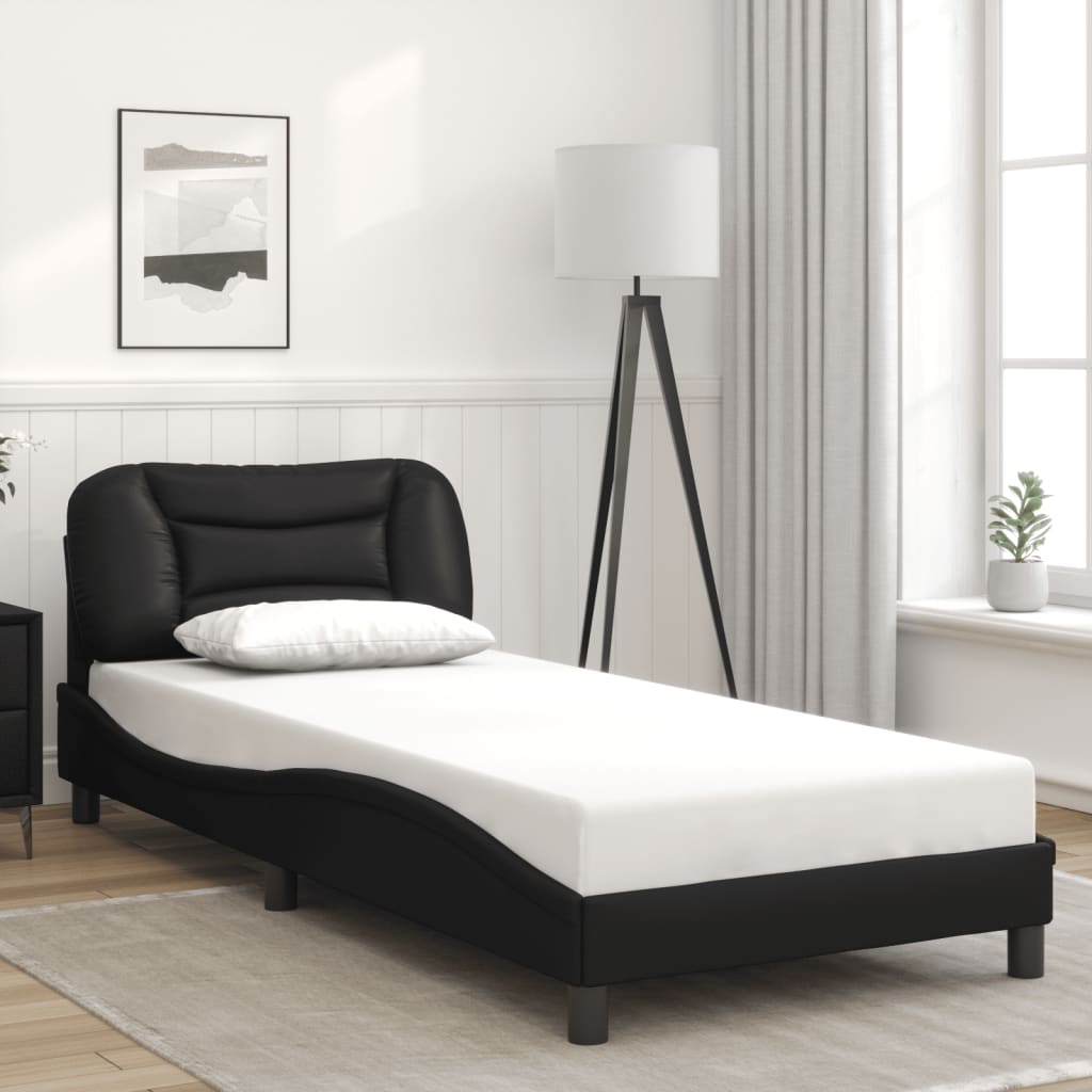 Bed frame with LED lights Black 80x200 cm in imitation leather