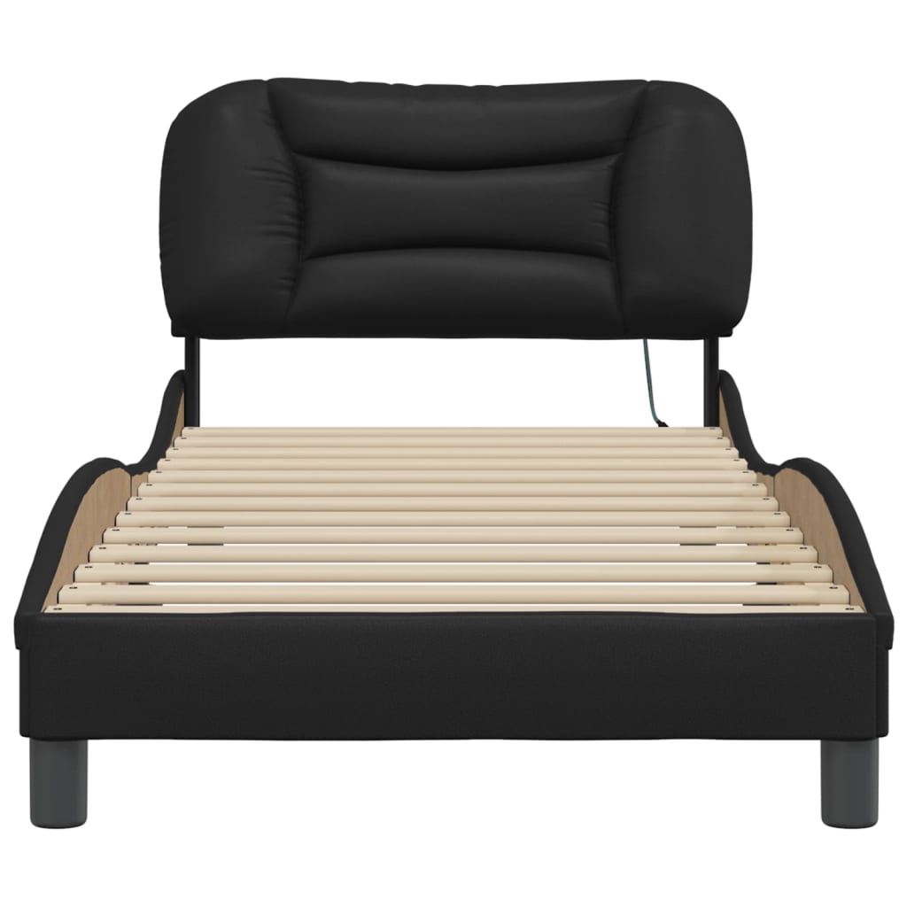 Bed frame with LED lights Black 80x200 cm in imitation leather