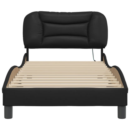 Bed frame with LED lights Black 80x200 cm in imitation leather