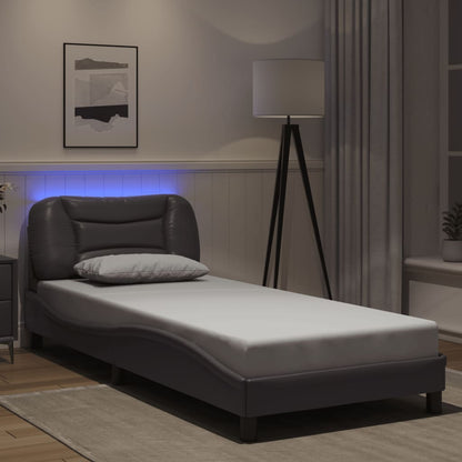 Bed frame with Gray LED Lights 80x200 cm in imitation leather