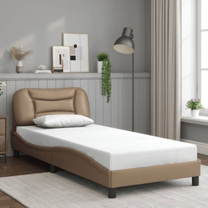 Bed frame with LED lights Cappuccino 80x200 cm in imitation leather