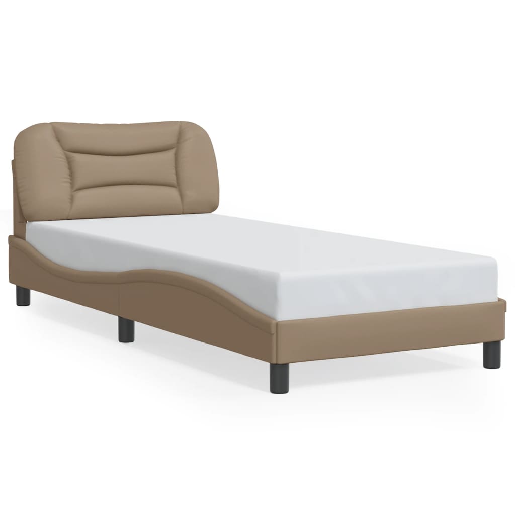 Bed frame with LED lights Cappuccino 80x200 cm in imitation leather