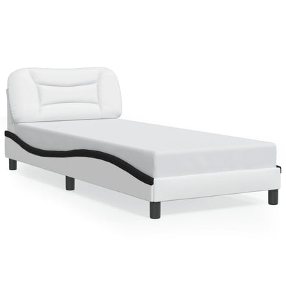 Bed frame with Black and White LED lights 80x200 cm in imitation leather