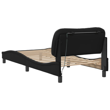 Bed frame with LED lights Black 90x190 cm in imitation leather