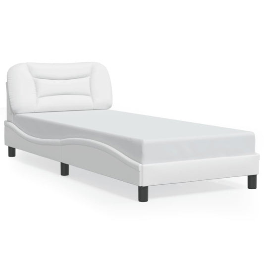 Bed frame with white LED lights 90x190 cm in imitation leather