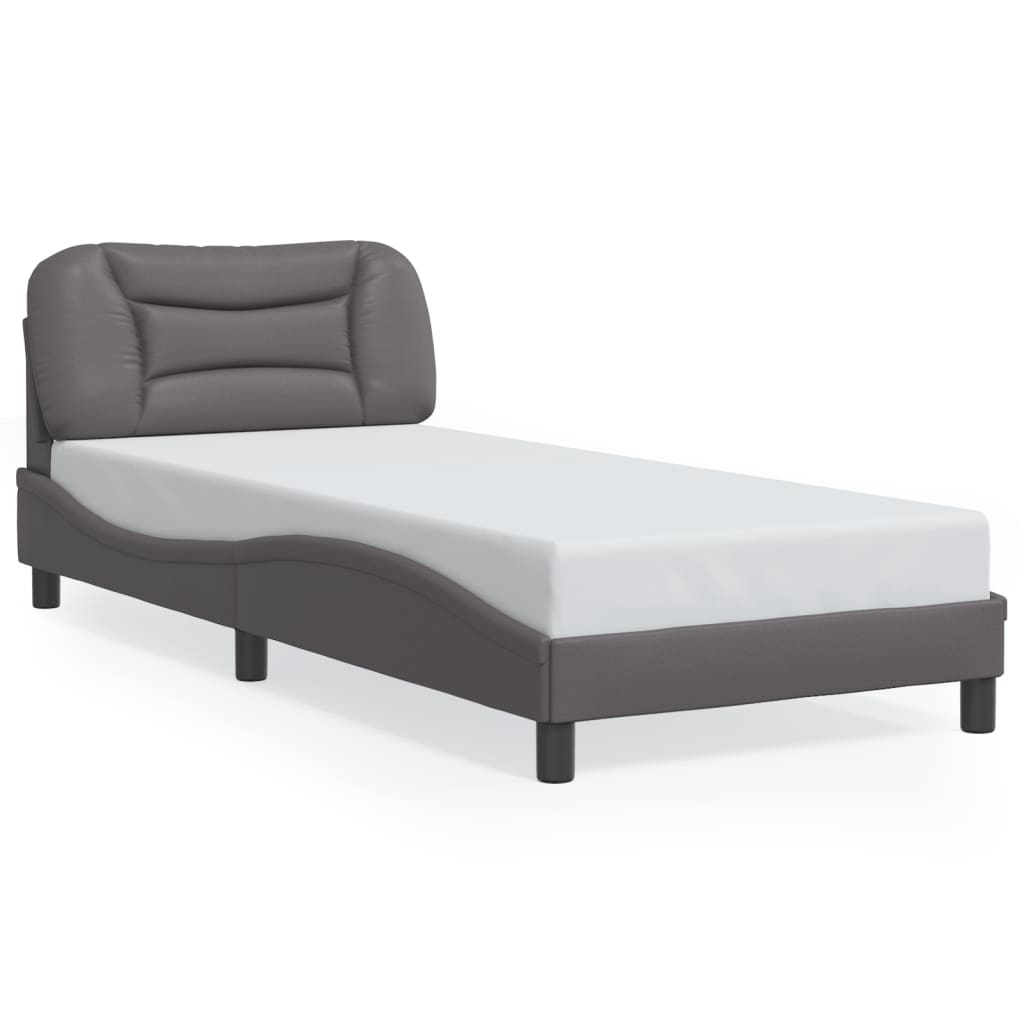 Bed frame with Gray LED Lights 90x200 cm in imitation leather