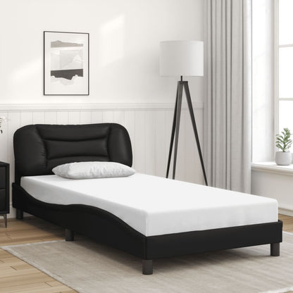 Bed frame with LED lights Black 100x200 cm in imitation leather