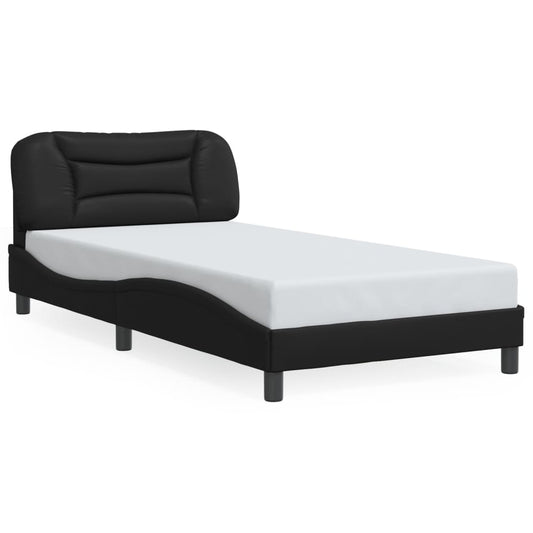 Bed frame with LED lights Black 100x200 cm in imitation leather