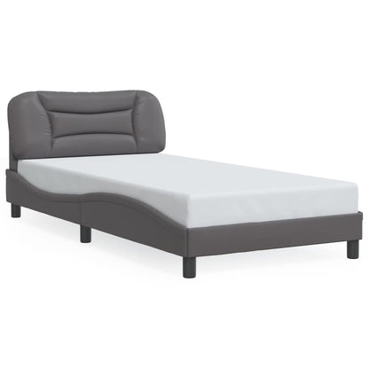 Bed frame with Gray LED Lights 100x200 cm in imitation leather