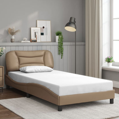 Cappuccino bed frame with LED lights 100x200 cm in imitation leather