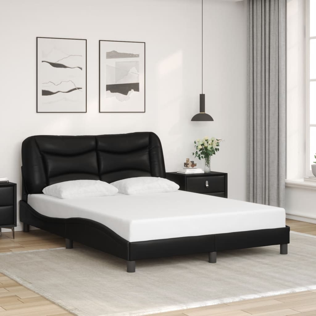 Bed frame with LED lights Black 120x200 cm in imitation leather