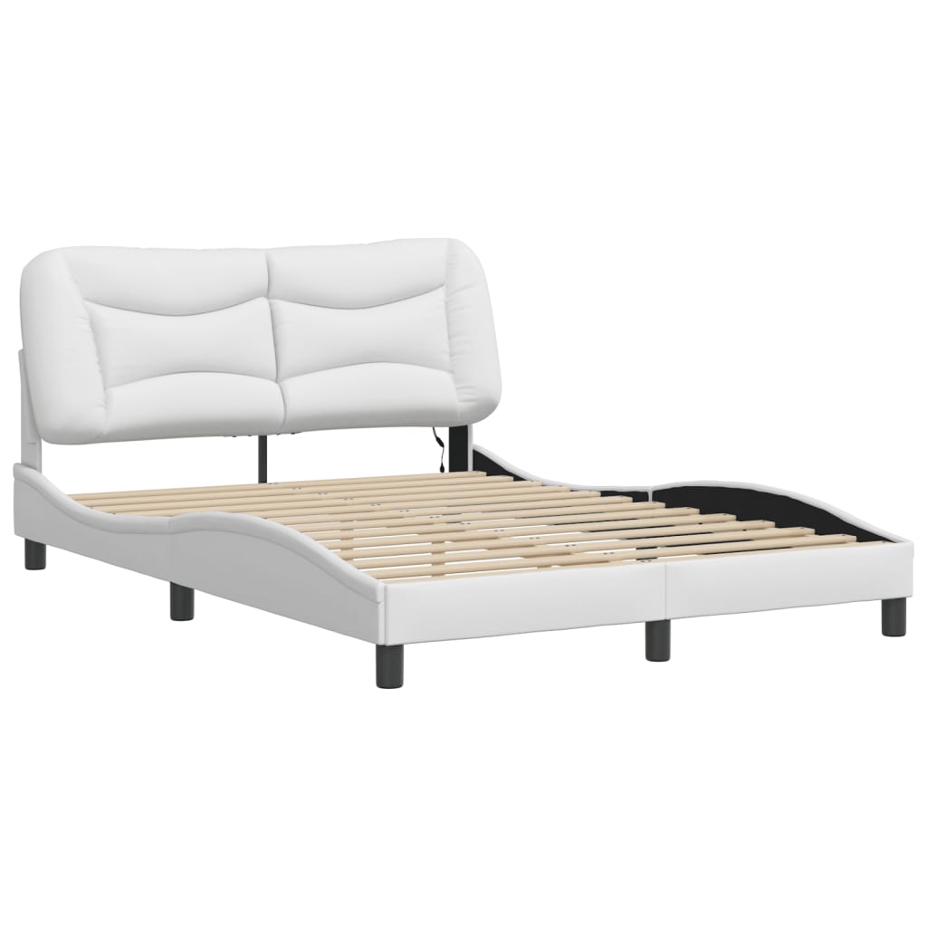 Bed frame with white LED lights 120x200 cm in imitation leather