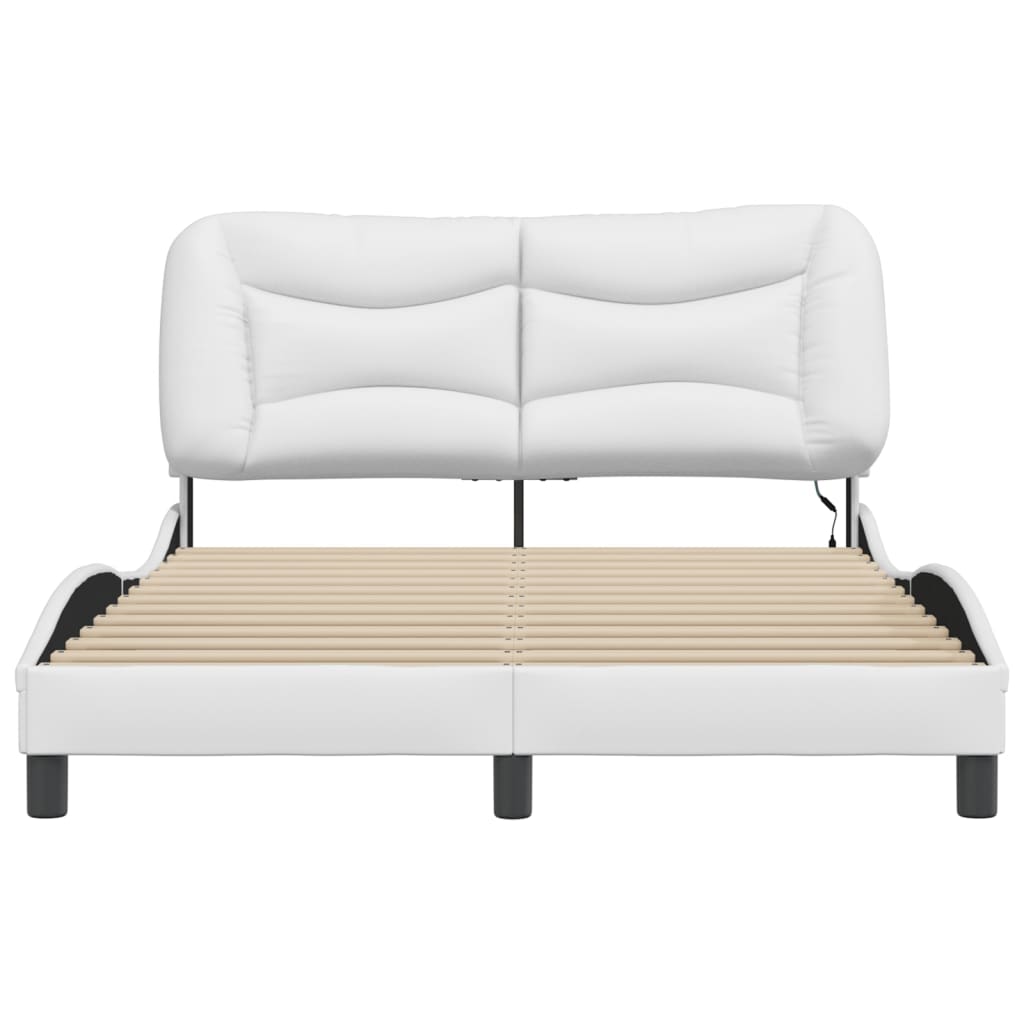 Bed frame with white LED lights 120x200 cm in imitation leather