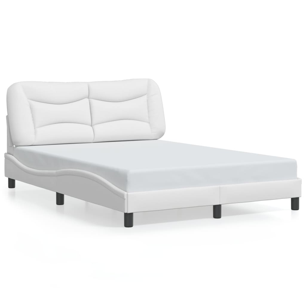 Bed frame with white LED lights 120x200 cm in imitation leather