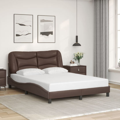 Bed frame with Brown LED lights 120x200 cm in imitation leather