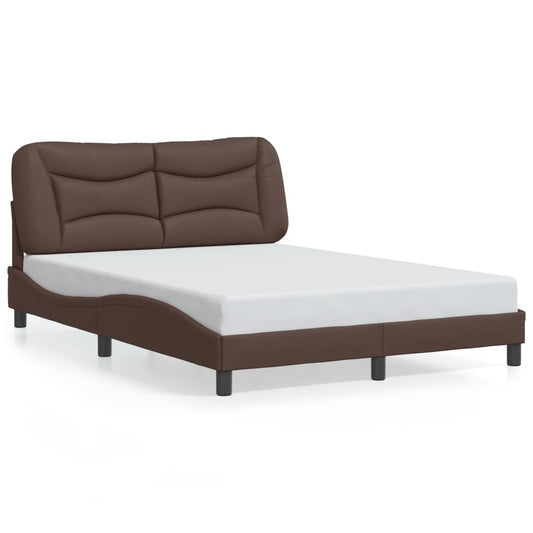 Bed frame with Brown LED lights 120x200 cm in imitation leather