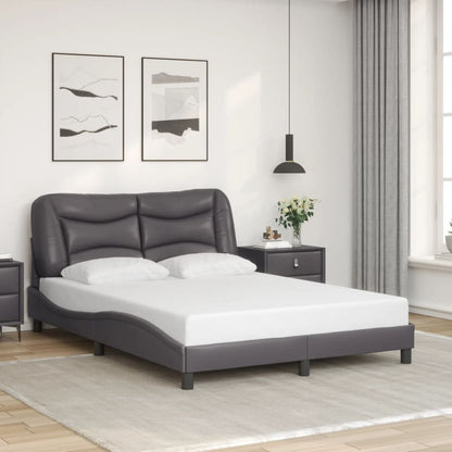 Bed frame with Gray LED lights 120x200 cm in imitation leather