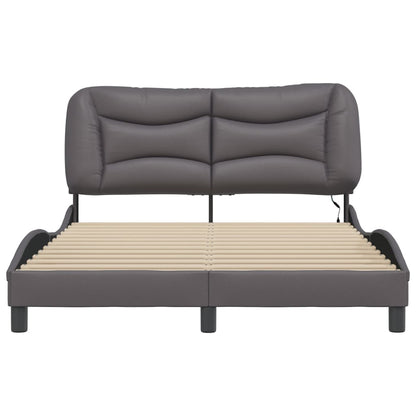 Bed frame with Gray LED lights 120x200 cm in imitation leather