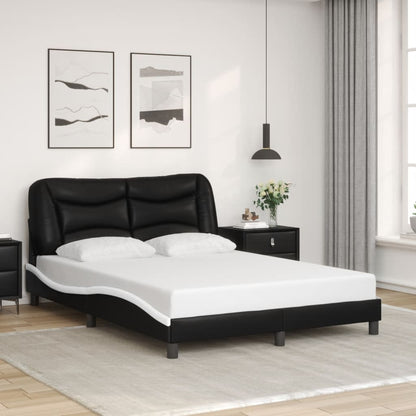 Bed frame with Black and White LED lights 120x200 cm in imitation leather