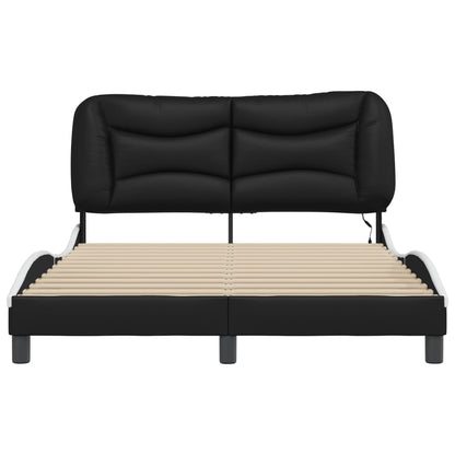 Bed frame with Black and White LED lights 120x200 cm in imitation leather