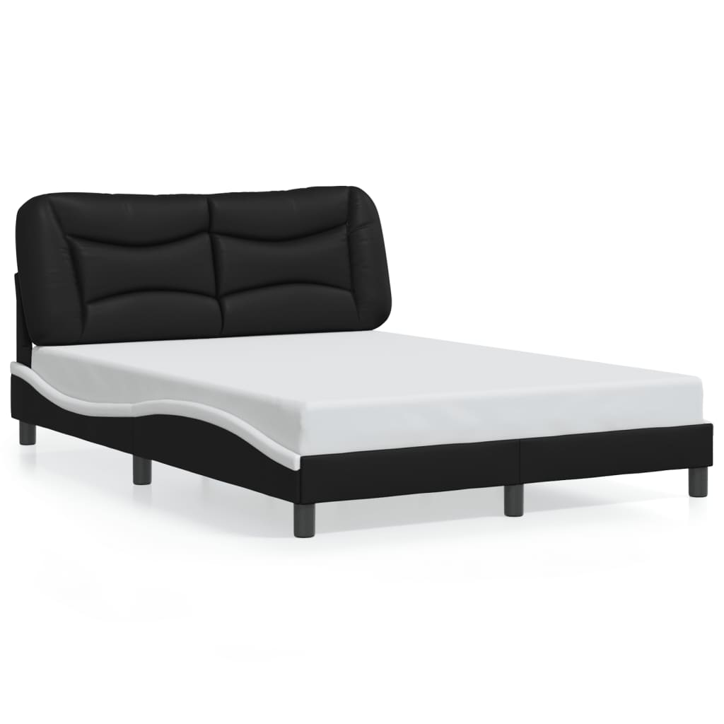 Bed frame with Black and White LED lights 120x200 cm in imitation leather