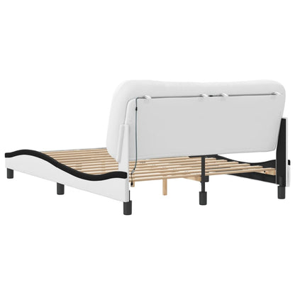 Bed frame with Black and White LED lights 120x200 cm in imitation leather