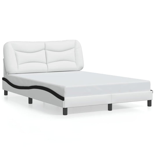 Bed frame with Black and White LED lights 120x200 cm in imitation leather