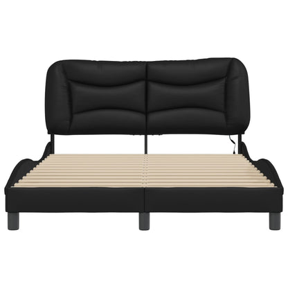 Bed frame with LED lights Black 140x190 cm in imitation leather