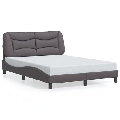 Bed frame with Gray LED lights 140x190 cm in imitation leather