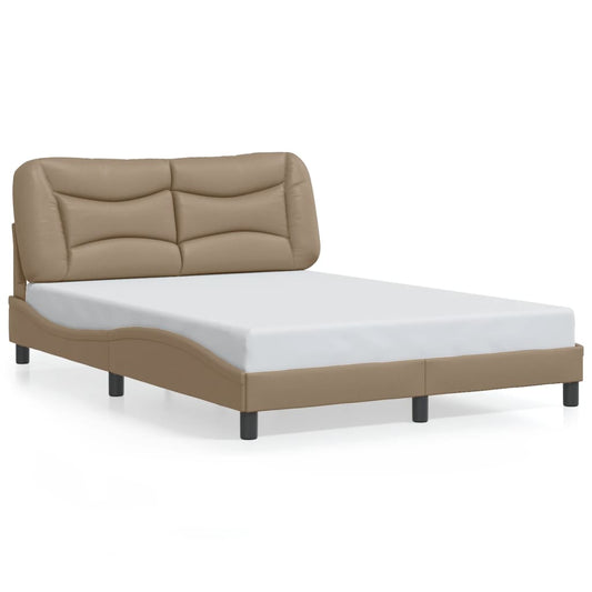 Cappuccino bed frame with LED lights 140x190 cm in imitation leather