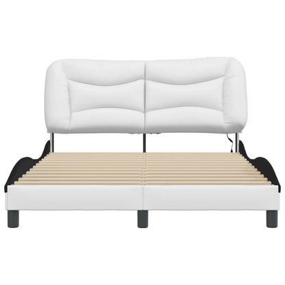 Bed frame with Black and White LED lights 140x190 cm in imitation leather