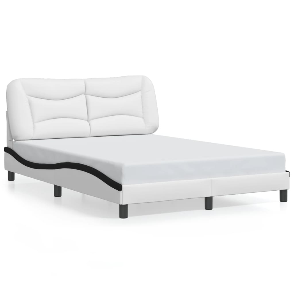 Bed frame with Black and White LED lights 140x190 cm in imitation leather