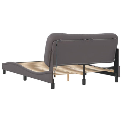 Bed frame with Gray LED lights 140x200 cm in imitation leather