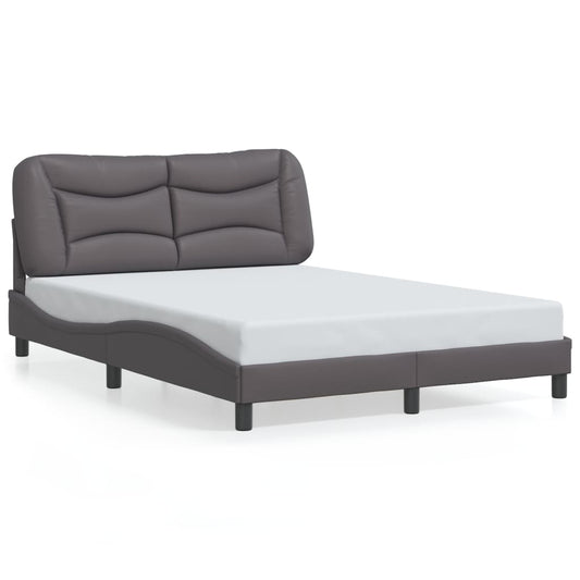 Bed frame with Gray LED lights 140x200 cm in imitation leather