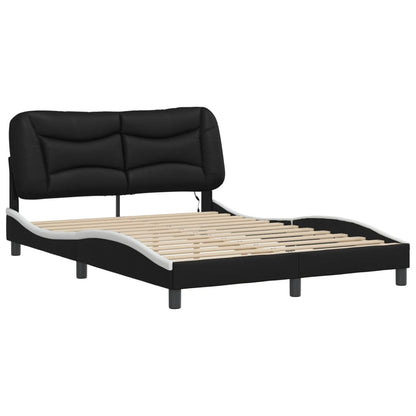 Bed frame with Black and White LED light 140x200 cm in imitation leather