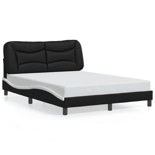 Bed frame with Black and White LED light 140x200 cm in imitation leather