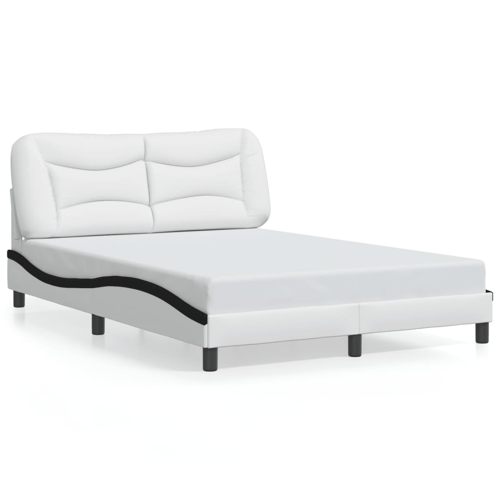 Bed frame with Black and White LED light 140x200 cm in imitation leather