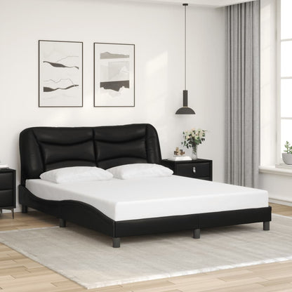 Bed frame with LED lights Black 160x200 cm in imitation leather