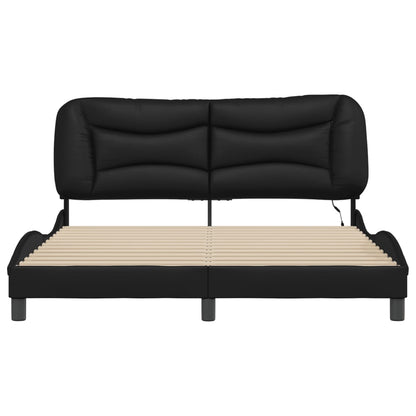 Bed frame with LED lights Black 160x200 cm in imitation leather