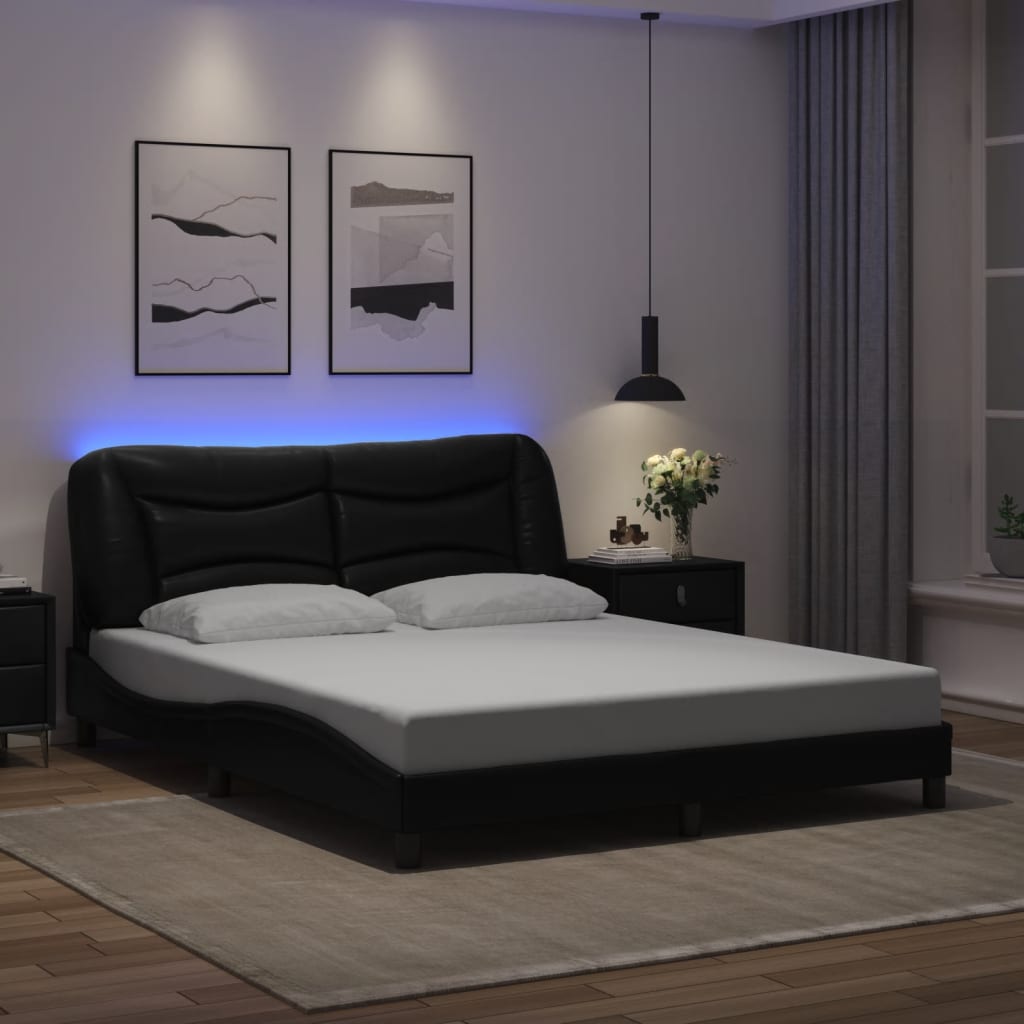 Giroletto con LED senza Materasso Hvar Nero 160x200 cm