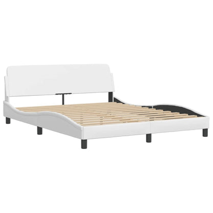 Bed frame with white LED lights 160x200 cm in imitation leather