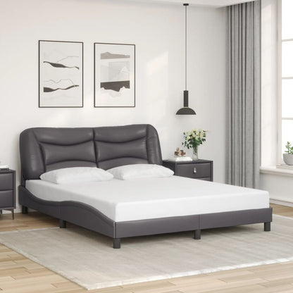 Bed frame with Gray LED lights 160x200 cm in imitation leather