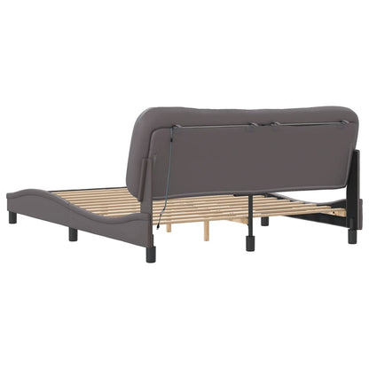 Bed frame with Gray LED lights 160x200 cm in imitation leather