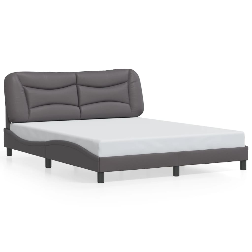 Bed frame with Gray LED lights 160x200 cm in imitation leather