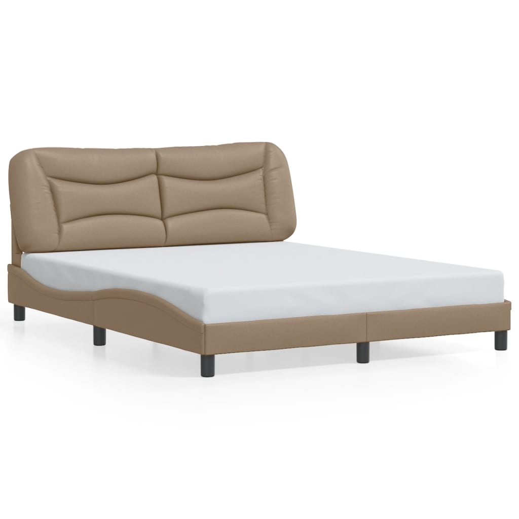 Bed frame with LED lights Cappuccino 160x200 cm in imitation leather