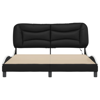 Bed frame with Black and White LED light 160x200 cm in imitation leather