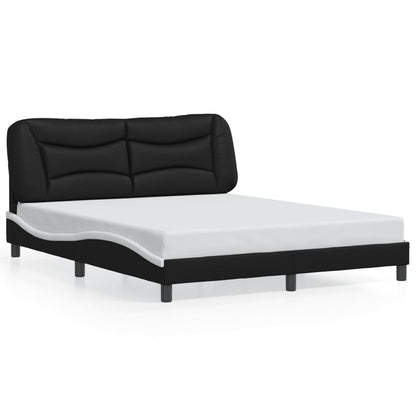 Bed frame with Black and White LED light 160x200 cm in imitation leather