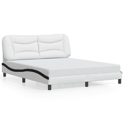 Bed frame with Black and White LED light 160x200 cm in imitation leather