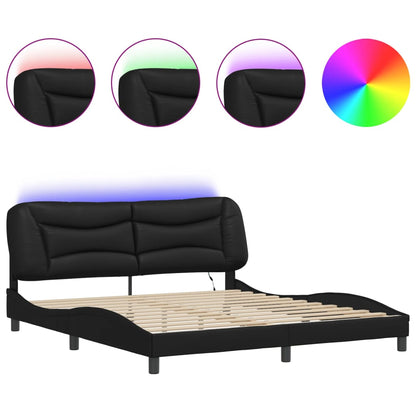 Bed frame with Black LED Light 180x200 cm in imitation leather