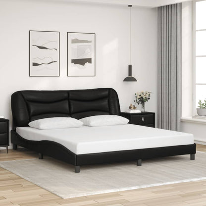 Bed frame with Black LED Light 180x200 cm in imitation leather